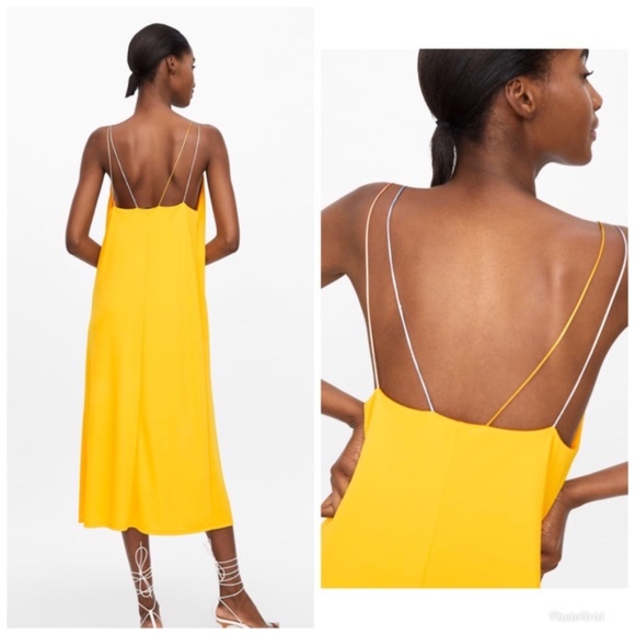 🌼 NWT Zara Colored Strap Yellow Dress 🌼 - Picture 3 of 11